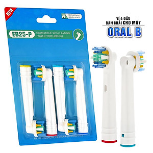 Cho máy Oral B Braun, bộ 4 Đầu Bàn Chải đánh răng điện thay thế MIHOCO EB25-P New Floss Action, đánh tan mảng bám, cao răng, làm sạch vết ố