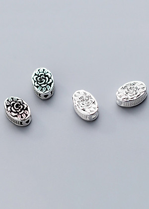 Charm bạc hình trái xoan xỏ ngang - Ngọc Quý Gemstones 