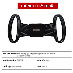 Đai chống gù lưng trẻ em, người lớn điều chỉnh tư thế GoodFit GF715P đai chống gù lưng cho bé