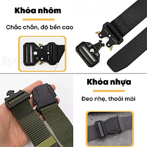 Thắt Lưng Dây Nịt Khóa Nhôm Canvas Quân Đội Tháo Nhanh Vải Nylong Dù Thời Trang Nam Nữ Unisex Legaxi