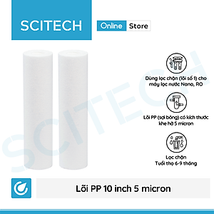 Combo 2 lõi lọc nước số 1 PP 10 inch 5 micron dùng trong máy lọc nước Nano/UF/RO, bộ lọc thô - Hàng chính hãng