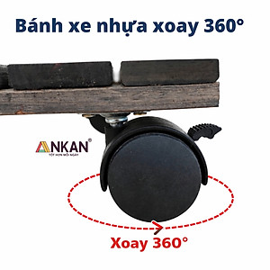 Đế Lót Chậu Cây Có Bánh Xe Thương Hiệu ANKAN, Đế Để Chậu Cây, Mặt Vuông Bằng Gỗ Tràm, Màu Đen Đường Kính 30 Cm, Tải Trọng 60kg - Hàng Xuất Khẩu