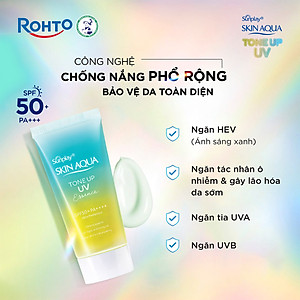 Kem chống nắng nâng tông Skin Aqua Tone up Mint Green cho da trắng có khuyết điểm đỏ, dạng tinh chất Sunplay Skin Aqua Tone Up UV Essence Mint Green SPF 50+ PA++++ 50g