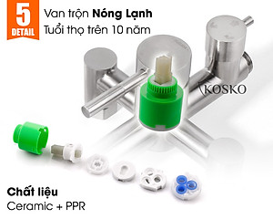 Sen cây tắm đứng nóng lạnh inox 304 KOSKO (BH 24 THÁNG), sen tắm nóng lạnh tròn T