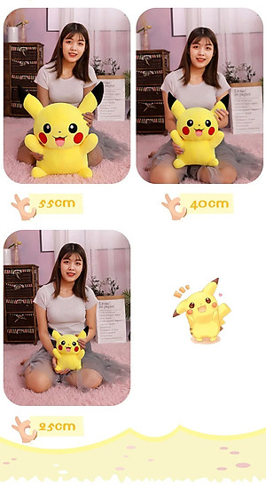 Thú nhồi bông pikachu êm mịn dễ thương cao cấp - Size từ 30cm đến 90cm - Quà tặng gấu bông pikachu nhồi bông dễ thương - Gối ôm mềm mịn cho bé