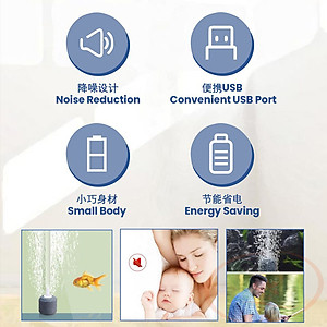 Máy sủi oxy Sobo USB Mini Silent Air Pump sủi 1 vòi êm bể cá tép thủy sinh