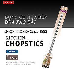 Đũa dài inox GGOMi Hàn Quốc GG678 36cm xào nấu thực phẩm, được hút chân không siêu nhẹ
