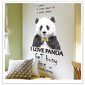 Decal dán tường I love Panda và thông điệp ý nghĩa AmyShop DKN101 (70 x 80 cm)