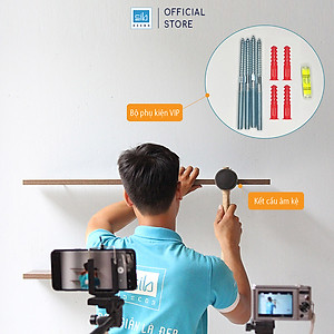 Bộ 2 Kệ Gỗ Thanh Ngang Rộng 20cm, Dày 25mm Màu Vân Gỗ Sồi Thương hiệu SIB Decor KT005