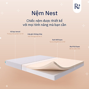 Nệm Foam Nest Ru9 15cm Cao Cấp | Ngăn Cách Chuyển Động | 2 Lớp Foam Nâng Đỡ | 6 Kích Thước