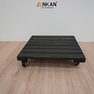 Đế Lót Chậu Cây Có Bánh Xe Cao Cấp ANKAN Hình Vuông Màu Đen 35x35Cm, Tải trọng 150 Kg, Di Chuyển Chậu Cây Nặng Dễ Dàng, Êm Ái