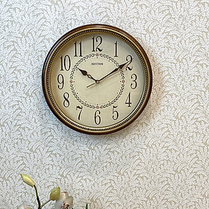 Đồng hồ treo tường Nhật Bản RHYTHM CMG985NR06, Kt 32.0 x 5.0cm, 845g, Vỏ Gỗ