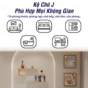 Kệ Gỗ Chống Ẩm Treo Tường Chữ J FIVO FB42 Thiết Kế Âm Tường, Đa Dạng Cách Trang Trí, Chịu Lực Tốt Giá Rẻ