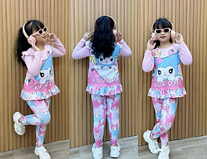 Đồ bộ ngủ dài tay cho bé gái kuromi hello kitty từ 12-40kg chất thun lạnh mềm mịn mát