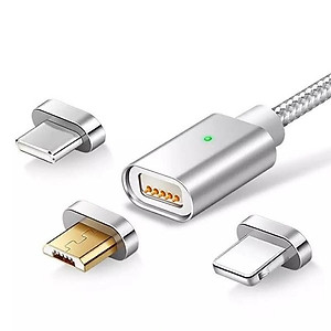 Cáp sạc điện thoại từ tính nam châm hít Type C, iphone, samsung 3 đầu