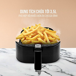 Nồi chiên không dầu Elmich AFE-3948, dung tích 3.5L, công suất 1500W, công nghệ chiên Rapid Air giúp chiên, rán thức ăn chín đều và ngon - Hàng chính hãng