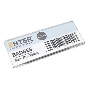 Phôi thẻ tên mica Enter BT043 70x25mm gắn nam châm N010 (10,100) - Bịch (10)