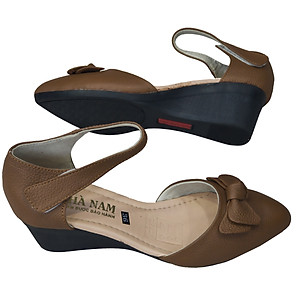 Giày Sandal Nữ Đế Xuồng HÀ NAM Da Bò Thật Cao Cấp 5cm DNU2069