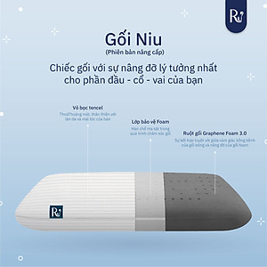 Gối Niu Ru9 Graphene Foam | Hỗ Trợ Nâng Đỡ Đầu | Giúp Giảm Đau Vai Gáy | Chất Liệu Foam Mềm Mại | 2 Kích Thước