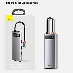 Hub chuyển đổi đa năng 8 trong 1 Baseus CAHUB-CV0G ( Type-C to HDMI/ USB3.0/ LAN / SD Card Reader/ Type C PD 100W, Multifunctional HUB) - HÀNG CHÍNH HÃNG