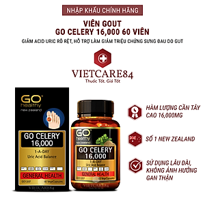 Bộ sản phẩm 2 hộp viên gout nhập khẩu chính hãng GO CELERY 16000mg (60 viên)  giúp giảm các triệu chứng bệnh gút: giảm uric acid, làm giảm triệu chứng sưng đau do gut