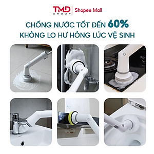 Máy Cọ Nhà Vệ Sinh TMD (6 đầu cọ) - Chổi Cọ Điện Sạch Mọi Ngóc Ngách/Sử Dụng 120p, Chất Liệu Bền Đẹp
