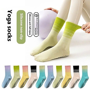 Tất , Vớ Cao Cổ Nữ(Loang Màu)-(Giá 1 ĐÔI )Tất Thoáng Khí Có Đính Hạt Silicon Chống Trơn Trượt Freeszie 35-40,Tập Yoga, Pilates Gym Aerobic