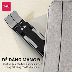 Giá Đỡ Laptop Hợp Kim Nhôm Cao Cấp Gấp Gọn Kèm Túi Đựng, Giúp Tản Nhiệt Laptop, Macbook, Ipad, Máy Tính Xách Tay Vị Trí Điều Chỉnh Nhiều Góc Độ Deli VS780 - Chống Mỏi Cổ, Vai, Gáy - Hàng Chính Hãng