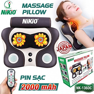 Máy (Gối) Massage Đấm Bóp Cổ Vai Gáy Nikio NK-136AC - Con Lăn 3D Xoa Bóp Chuyên Sâu Kết Hợp Hồng Ngoại Trị Liệu Đau Mỏi Cổ, Hỗ Trợ Mát Xa Lưng