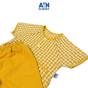 Bộ quần áo bà ba lửng unisex họa tiết Caro vàng cotton - AICDBTA271LM - AIN Closet