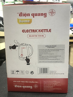 Ấm đun nước siêu tốc Điện Quang ĐQ EKT06 1518 BL (1500W, 1.8L, inox 201, nhựa PP màu đen) - Hàng chính hãng