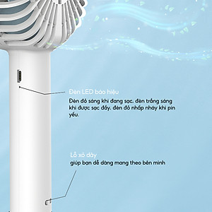 Quạt cầm tay tích điện mini Half Horse, kết hợp gương soi tiện lợi. Hàng chính hãng