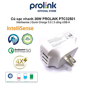 Củ sạc nhanh 3 cổng Prolink PTC32501 Quick charge 3.0 - Hàng chính hãng