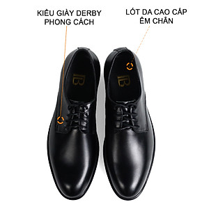 Giày nam Derby công sở da bò nappa cao cấp G113- Bụi leather- hộp sang trọng - Bảo hành 12 tháng