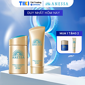 Bộ đôi Kem chống nắng dạng sữa dưỡng da kiềm dầu bảo vệ hoàn hảo + Kem chống nắng dạng gel dưỡng ẩm bảo vệ hoàn hảo (Anessa Gold Milk 60ml + Gold Gel 90g)