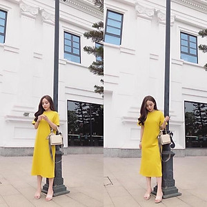 Đầm Maxi Cổ Tròn Ngắn Tay - Hàng Loại 1m