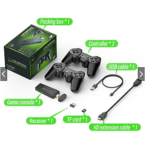 Bộ Máy Retro Gamestick M8 64G 2 tay cầm kết nối HDMI cho màn hình Tivi máy tính máy chiếu hàng nhập khẩu