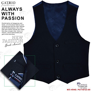 BỘ VEST BÉ TRAI CATRIO PCT18723-89 là bộ đồ vest trẻ em có 3 chi tiết: áo vest + quần dài +áo ghile gilet, được thiết kế tuyệt đẹp cho bé trai từ 2 tuổi (12kg) đến 12 tuổi (50kg) mặc trong các dịp lễ Tết, biểu diễn, hội nghị, tiệc cưới, sinh nhật, dạ hội
