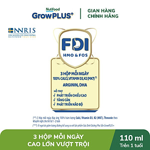 Thùng Sữa Bột Pha sẵn Nutifood GrowPLUS+ Cao Lớn Vượt Trội trên 1 tuổi (24 hộp x 110ml)
