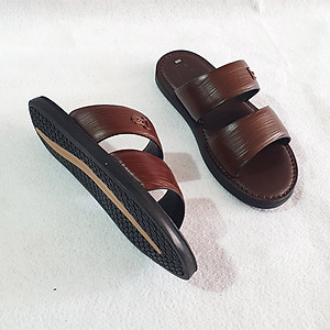 Dép da nam hai quai Trường Hải da bò thật 3 màu nâu,đen, vàng DN125MĐ