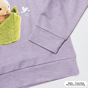 Áo thu đông cho bé gái Bigfox Miss Meow chất nỉ cotton co dãn in thỏ LHD1939, size trẻ em 3,5,7,11 tuổi 30kg 39kg