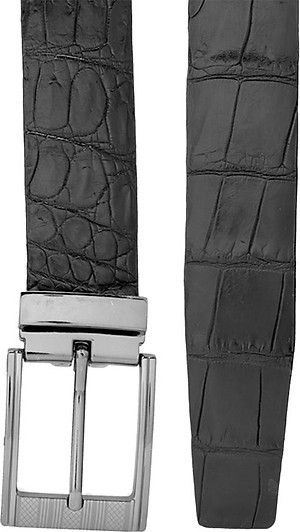 Thắt Lưng Nam Da Cá Sấu Đầu Kim Huy Hoàng HT4213 (120 x 3.5 cm) - Đen