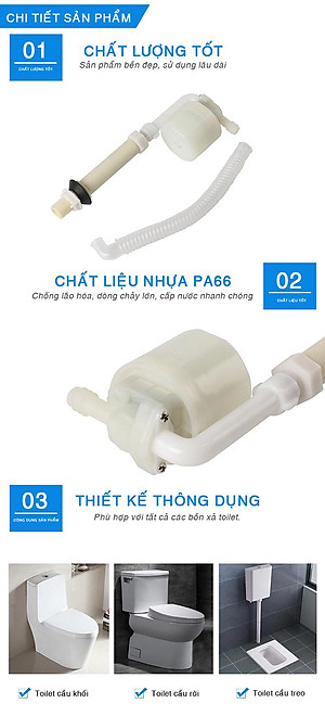 Bộ cấp nước bồn cầu - Bộ cấp nước két nước vệ sinh sử dụng phao cơ thông minh