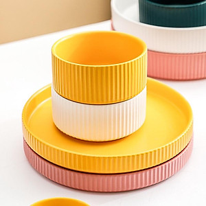 Tô Sứ Vân Sọc, Tô đựng mì salat , Tô canh sứ màu La Mã cao cấp không chì