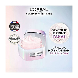 [L'OREAL PARIS] Kem Dưỡng Ban Đêm AHA Giúp Mờ Thâm Nám Và Cấp Ẩm Tối Ưu Glycolic Bright Glowing Cream Night 50/15/7.5ml