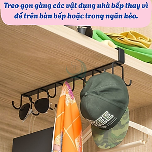 Móc Treo Đa Năng Gắn Dưới Kệ Bếp 10 MóC- Giá Treo Đồ Nhà Bếp Thông Minh Móc Treo Dưới Gầm Tủ – Tiết Kiệm Không Gian Kệ Treo Dụng Cụ Nhà Bếp Gắn Tủ Móc Treo Ly Tách và Đồ Nhà Bếp Dưới Kệ 10 Móc