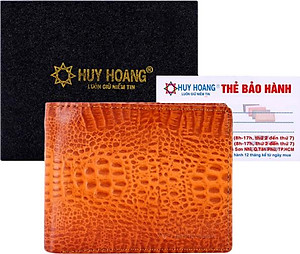 Ví Nam Vân Cá Sấu Nguyên Con Huy Hoàng HT2147 (12.5 x 10 cm) - Vàng