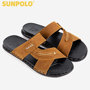 Dép Quai Ngang Nam Da Bò SUNPOLO SNA102 Trẻ trung, Năng động (Đen, Nâu bò)