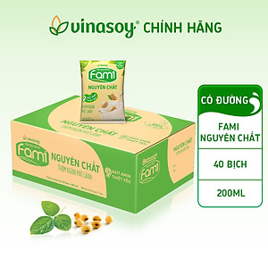 Thùng Sữa đậu nành Vinasoy Fami nguyên chất (200ml x 40 Bịch)