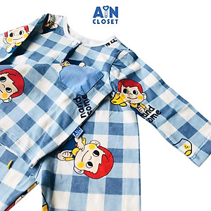 Bộ quần áo dài bé trai họa tiết Caro xanh thun cotton - AICDBT5UEJFL 